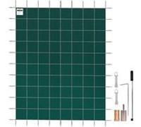 VEVOR Couverture de sécurité pour piscines creusées 4,3 x 7,9 m maille verte couverture de sécurité taille 4,9 x 8,5 m avec outils d'installation pour piscine d'hiver, résister au soleil, au vent