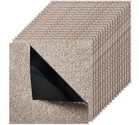 VEVOR Dalle de Moquette Autocollante Carrée 45,7x45,7 cm, Lot de 10, Revêtement Sol Doux Modulaire Résistant pour Salon, Bureau, Chambre, Marron Clair, Couverture sans Jointure 2 ㎡, Épaisseur 12 mm