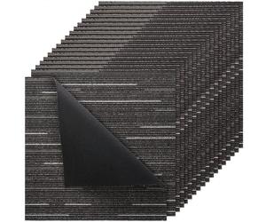 VEVOR Dalle de Moquette Réutilisable, 61x61 cm, Lot de 24, Couverture 8,9 ㎡, Épaisseur 6 mm, à Poils Ras, Revêtement de Sol Doux Modulaire Carré pour Salon, Bureau, Chambre de Séjour, Intérieur, Gris