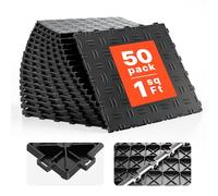 VEVOR Dalles de garage emboîtables, lot de 50, carrelage PP de revêtement de sol garage, 305 x 305 x 13,4 mm, texture double face antidérapante, pour garages, sous-sols, ateliers de réparation, noir