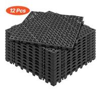 VEVOR Lot de 12 Dalles de Jardin Piscine 30x30x1,5 cm Noir Dalle Clipsable Ajourée Antidérapante en PVC Drainage Rapide Revêtements de Sol Extérieur Intérieur pour Terrasse Cuisine Spa Salle de Bain