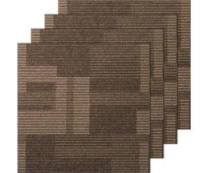 VEVOR Dalles de moquette réutilisables, 61x61 cm, tapis de sol carré avec rembourrage, 24PCS, dalle poils courts facile à installer protège les sols durs pour chambre à coucher, salon, marron mélangé