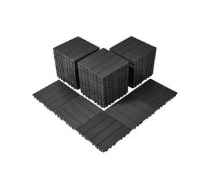 VEVOR Dalles de Terrasse Emboîtables, Lot de 54, Revêtement de Sol Plastique Imperméable, 300 x 300 mm, 50166 c㎡, Utilisation par Tous les Temps, pour Porche, Piscine, Balcon, Arrière-cour, Gris Foncé