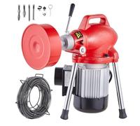 VEVOR Déboucheur Électrique Canalisation 20 m x 16 mm Machine Nettoyage Tuyaux Alimentation Manuelle 250 W 7 Coupeurs, 2 Câbles Acier 20 m x 16 mm/4,6 m x 9,5 mm, Contrôle CW/CCW pour Tuyaux 4-10 cm