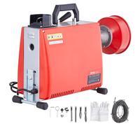 VEVOR Déboucheur Électrique Canalisation 20 m x 16 mm Machine Nettoyage Tuyaux Alimentation Manuelle 250 W, 7 Coupeurs, 2 Câbles Acier 20 m x 16 mm/4,6 m x 9,5 mm, Contrôle CW/CCW pour Tuyaux 4-10 cm