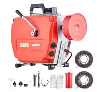 VEVOR Déboucheur Électrique Canalisation 36,6 m x 2,2 cm Machine Nettoyage Tuyaux Alimentation Manuelle 420 W 6 Coupeurs 2 Câbles Acier 36,6 m x 2,2 cm/5,5 m x 0,95 cm, CW/CCW, pour Tuyaux 4,8-15,2 cm