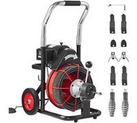 VEVOR Déboucheur Électrique Canalisation Interrupteur Pédale 8 Coupeurs 370W 30mx0,95cm Rouge et Noir