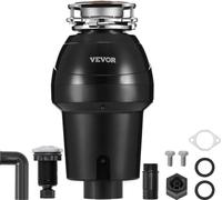 VEVOR Déchiqueteuse de déchets de cuisine, Déchiqueteuse de déchets de cuisine, Système de broyage de déchets alimentaires 1,25 CV, montage EZ, 4060 tr/min, Traitement des ordures ménagères