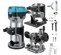 VEVOR Défonceuse Électrique 710 W Affleureuse à Bois avec 3 Bases Fixe Inclinable Plongeante, 13000-33000 tr/min Outil Menuiserie de Routeur Mèches 6 mm+8 mm pour Rainurage Formage Sculpture du Bois