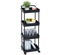 VEVOR Desserte à Roulettes à 4 Niveaux Chariot de Rangement Multifonctionnel 370x355x1065 mm Roues Verrouillables avec Poignée Chariot Mobile Paniers PP pour Buanderie, Bureau, Salon, Cuisine, Noir