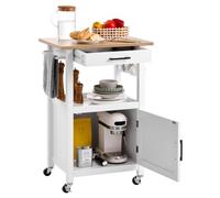 VEVOR Desserte de Cuisine sur Roulettes avec Plan 55x45 cm, Îlot Central Mobile avec Tiroir, Porte-serviettes, Crochets et Armoire à Porte Simple, Meuble pour Micro-ondes Salle à Manger Garde-manger