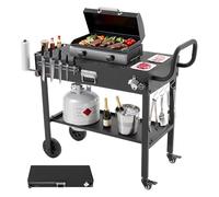 VEVOR Desserte de Jardin pour Plancha Pliable, Chariot de Barbecue Plan de Travail 78,7x43,2 cm, pour Préparation de Cuisine BBQ Terrasse Extérieur, avec Porte-essuie-Tout et Support pour Ustensiles