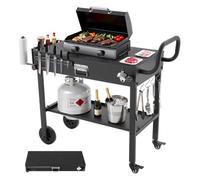 VEVOR Desserte de Jardin pour Plancha Pliable, Chariot de Barbecue Plan de Travail 78,7x43,2 cm, pour Préparation de Cuisine BBQ Terrasse Extérieur, avec Porte-essuie-tout et Support pour Ustensiles
