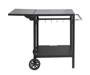 VEVOR Desserte Plancha à 2 Niveaux Chariot de Barbecue avec Plan de Travail Pliable Table de Barbecue sur Roulettes pour Four à Pizza Préparation de Cuisine BBQ Jardin Extérieur 87,5 x 55 x 75,5 cm