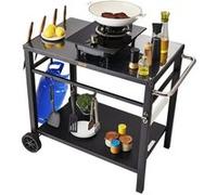 VEVOR Desserte Plancha Chariot 2 Niveaux Grand Plan Travail Roulettes Pour Four Pizza BBQ