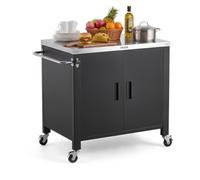 VEVOR Desserte Plancha Extérieure 101,5 cm Chariot de Barbecue avec Placard, Pour Jardin Terrasse Cuisine en Plein air, Plan de Travail Mobile pour Extérieur, avec Plateau en Inox et Roulettes