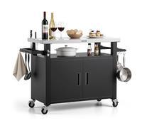 VEVOR Desserte Plancha Extérieure 135 cm, Chariot de Barbecue avec Plan de Travail en INOX et Placard de Rangement, pour Jardin Terrasse Cuisine en Plein air, Table de BBQ Mobile avec roulettes