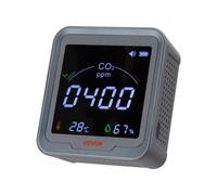VEVOR Détecteur CO2 400-5000 ppm Moniteur Dioxyde de Carbone Qualité de l'Air avec Affichage Température Humidité, Câble de Capteur NDIR 4,5 m, Léger Portable, pour Chambre, Maison, Bureau, Voiture