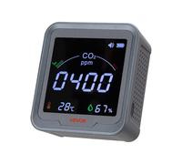 VEVOR Détecteur CO2 400-5000 ppm Moniteur Dioxyde de Carbone Qualité de l'Air avec Affichage Température Humidité, Câble de Capteur NDIR 4,5 m, Léger Portable, pour Chambre, Maison, Bureau, Voiture