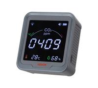 VEVOR Détecteur CO2 400-5000 ppm Moniteur Dioxyde de Carbone Qualité de l'Air avec Affichage Température Humidité, Câble de Capteur NDIR 4,5 m, pour Utilisation en Extérieur, Maison, Bureau, Voiture