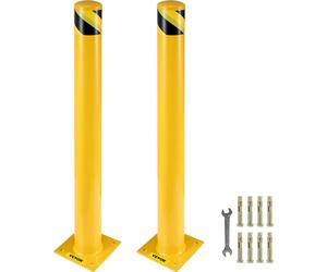 VEVOR Deux bornes de sécurité de parking de 122 cm Poteau de barrière de parking, 20 x 20 cm Poteau de barrière de parking, Poteau de tube de route de circulation Tige, Convient pour l'intérieur et l'