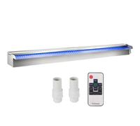 VEVOR Déversoir à cascade piscine 120x11,5x8 cm fontaine chute d'eau de piscine acier inox avec bande LED colorée, connecteur de tuyau, télécommande, résistant à corrosion pour étang, jardin extérieur