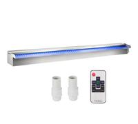 VEVOR Déversoir à cascade piscine 151x11,5x8 cm fontaine chute d'eau de piscine acier inox avec bande LED colorée, connecteur de tuyau, télécommande, résistant à corrosion pour étang, jardin extérieur