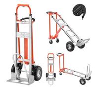 VEVOR Diable 4 en 1 Diable Pliant Convertible en Chariot pour Déménagement Manutention Domicile, Bureau, Entrepôt, Supermarché, Capacité Charge 453,6 kg sur 4 Roues, avec Poignée, Roues Antidérapantes