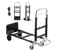 VEVOR Diable Pliant 2 en 1 Diable Déménagement Convertible en Chariot, Capacité de Charge 226,9 kg sur 4 Roues, avec Poignée Réglable, Chariot pour Manutention Domicile, Bureau, Entrepôt, Supermarché