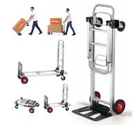 VEVOR Diable pliant en aluminium 2-en-1, convertible en chariot plate-forme 181 kg, roues caoutchouc