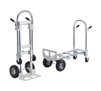 VEVOR Diable Pliant en Aluminium 2-en-1 Diable Chariot de Déménagement de Manutention Charge 363 kg Diable Convertible en Chariot à Plate-Forme Roues Caoutchouc pour Transport Entrepôt Marchandises