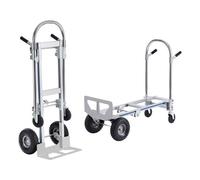 VEVOR Diable Pliant en Aluminium 2-en-1 Diable Chariot de Déménagement de Manutention Charge 363 kg Diable Convertible en Chariot à Plate-forme Roues Caoutchouc pour Transport Entrepôt Marchandises