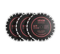 VEVOR Disque Diamant 359 mm Lot de 3, Disque à Tronçonner pour Scie à Béton, Maçonnerie, Brique, Granit et Pierre, Alésage de 25,4 mm, Segments Diamantés, Noyau en Acier 65Mn, Coupe à Sec et Humide