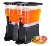 VEVOR Distributeur de Boissons Grande Capacité 2x11 L, Fontaine à Eau avec Robinet Couvercle et Support, en Plastique, Distribution de Jus Limonade Thé Glacé, pour Restaurants, Hôtels, Cafés, Soirées
