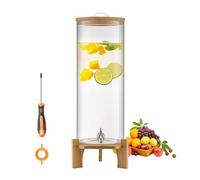 VEVOR Distributeur de Boissons Grande Capacité de 13 L, Fontaine à Eau en Verre, Distribution d’Eau Jus Limonade Thé Glacé, avec Support en Bois et Robinet en Inox, pour Restaurant Café Hôtel Fête