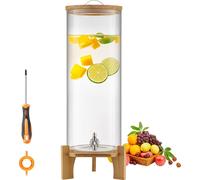 VEVOR Distributeur de Boissons Grande Capacité de 13 L, Fontaine à Eau en Verre, Distribution d’Eau Jus Limonade Thé Glacé, avec Support en Bois et Robinet en Inox, pour Restaurant Café Hôtel Fête