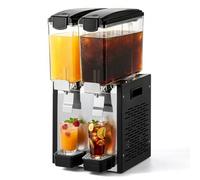 VEVOR Distributeur de Boissons Réfrigérées 2x10 L Fontaine à Jus de Fruits, pour Boissons Fraîches Buffets et CHR, Température de 7 à 12 °C, Fonction Réfrigération et Agitation, Professionnel, en Inox