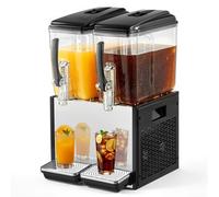 VEVOR Distributeur de Boissons Réfrigérées 2x12 L Fontaine à Jus de Fruits, pour Boissons Fraîches Buffet CHR, 2 Cuves, Température 7-12 °C, Fonction Réfrigération et Agitation, Professionnel, en Inox