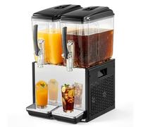 VEVOR Distributeur de Boissons Réfrigérées 2x12 L Fontaine à Jus de Fruits, pour Boissons Fraîches Buffet CHR, 2 Cuves, Température 7-12 °C, Fonction Réfrigération et Agitation, Professionnel, en Inox