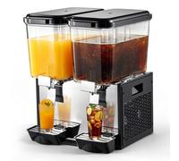 VEVOR Distributeur de Boissons Réfrigérées 2x18 L Fontaine à Jus de Fruits, pour Boissons Fraîches Buffet CHR, 2 Cuves, Température 7-12 °C, Fonction Réfrigération et Agitation, Professionnel, en Inox