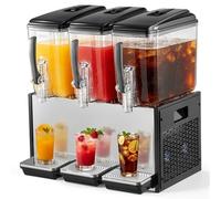 VEVOR Distributeur de Boissons Réfrigérées 3x12 L Fontaine à Jus de Fruits, pour Boissons Fraîches Buffets et CHR, Température de 7 à 12 °C, Fonction Réfrigération et Agitation, Professionnel, en Inox
