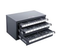 VEVOR Distributeur de Forets 29 Compartiments Étiquetés de 1/16 à 1/2 po Boîte de Rangement pour Forets à 3 Tiroirs Coffret Vide pour Forets Identification Facile Empilable Rangement Mèches Atelier