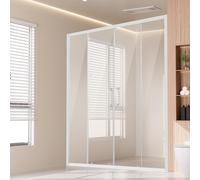 VEVOR Double Porte de Douche Coulissante 147x150x178 cm, Paroi de Douche en Verre Trempé Transparent de 6 mm, Étanche, Incassable, Résistant aux Taches, avec Quincaillerie en Acier Inoxydable, Chrome