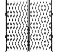 VEVOR Double porte de sécurité pliante rétractable Porte en ciseaux 0,5-12 pieds, Portable Porte en ciseaux avec roulettes 360° Pliable Extérieur Porte de cave, garage, vitrine Clôture Noir Double por