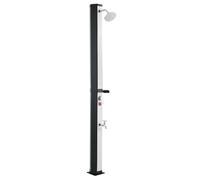 VEVOR Douche Solaire 35 L Douche Extérieur Solaire Autoportante pour Jardin Piscine Plage, Hauteur Pommeau 1,95 m, avec Robinet Lavage des Pieds, Porte-Savon, Réglage Eau Chaude Froide, Noir Argenté
