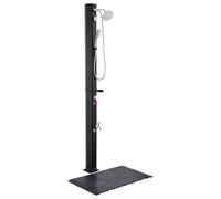 VEVOR Douche Solaire 40 L Douche Extérieur Solaire Autoportante pour Jardin Piscine Plage, Hauteur Pommeau 2 m, avec Robinet Lavage des Pieds, Kit Plancher, Douchette, Réglage Eau Chaude Froide, Noir