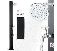 VEVOR Douche Solaire 35 L Douche Extérieur Solaire Autoportante pour Jardin Piscine Plage, Hauteur Pommeau 1,95 m, avec Robinet de Lavage des Pieds, Porte-savon, Réglage Eau Chaude et Froide, Noir