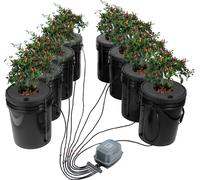 VEVOR DWC Hydroponics Grow System, système de culture hydroponique, Deep Water Culture 5-gallons 8 seaux, système DWC avec pompe à air, pierres à air et indicateur de niveau d'eau pour légumes à feuil