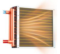 VEVOR Échangeur de Chaleur à Ailettes 356x356 mm, Échangeur Air-Eau CVC, Tubes Cuivre et Ailettes Aluminium, Capacité Thermique 19,05 kW, pour Chaudière à Bois, Chauffage Hydronique et Refroidissement