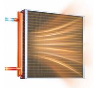 VEVOR Échangeur de Chaleur à Ailettes 610x610 mm, Échangeur Air-Eau CVC, Tubes en Cuivre et Ailettes Aluminium, Capacité Thermique 66 kW, pour Chaudière à Bois, Chauffage Hydronique et Refroidissement
